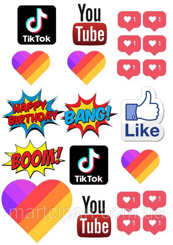 Інстаграм,лайки, тик струм вафельна картинка, фото 1