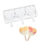 Форма силіконова для морозива "Серце" на паличці, на 3 комірки, фото 2