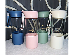 💛Стильна скляна пляшка для води 350 мл різних кольорів