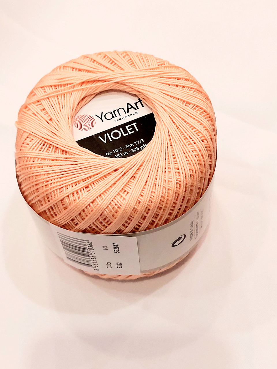 Пряжа нитка для в'язання Violet YarnArt 100% бавовна абрикосовий № 6322