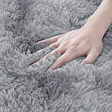 Ворсистий приліжковий килимок з довгим ворсом Травичка 90*200см. темно-сірий, фото 2
