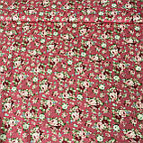 Бавовняний сатин рожеві троянди на кораловому, ш. 160 см, фото 2