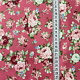 Бавовняний сатин рожеві троянди на кораловому, ш. 160 см, фото 3