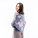 Атласна хустка з квітковим принтом 90х90см Сіра, фото 4