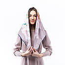 Атласна хустка з квітковим принтом 90х90см Кавова, фото 2