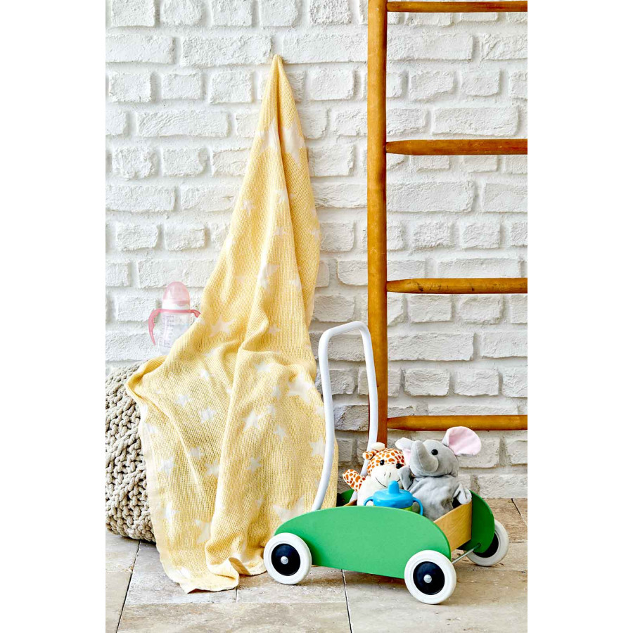 Дитяче покривало піке Karaca Home - Baby star sari жовте 80*120, фото 1
