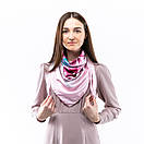Атласна хустка з квітковим принтом 90х90см Рожева, фото 4
