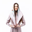 Атласна хустка з квітковим принтом 90х90см Персикова, фото 2