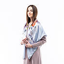 Атласна хустка з квітковим принтом 120х120см Сіра, фото 4