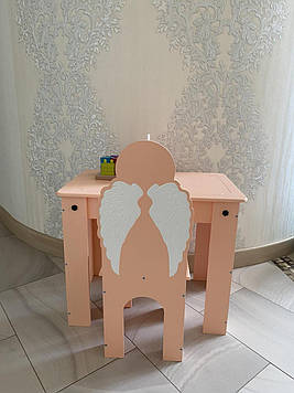 Дитячий Столик і 2 Стільці з Крилами Ангела Персиковий