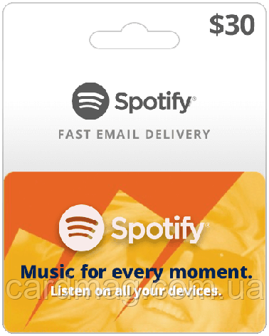 Spotify 30$ Premium Gift Card (3 місяці), US-регіон, фото 1