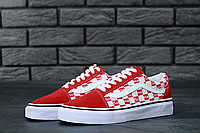 Мужские кеды Vans Old Skool Checkerboard х Supreme Red White 40