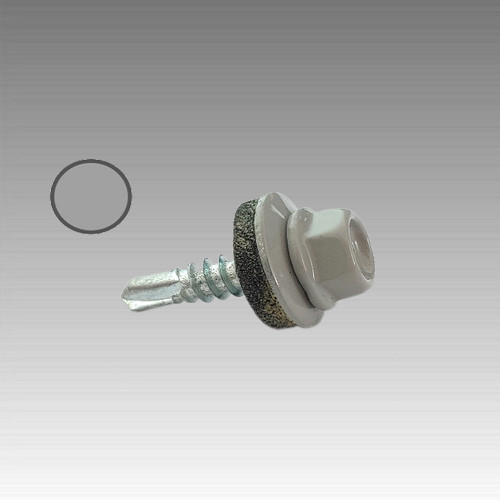 Саморез с шест. гол. с шайб. EPDM 4,8*19 DIN 7504K RAL 9006 зі св. за метом. (ящ. 2400 шт.) біло-алюмінієвий