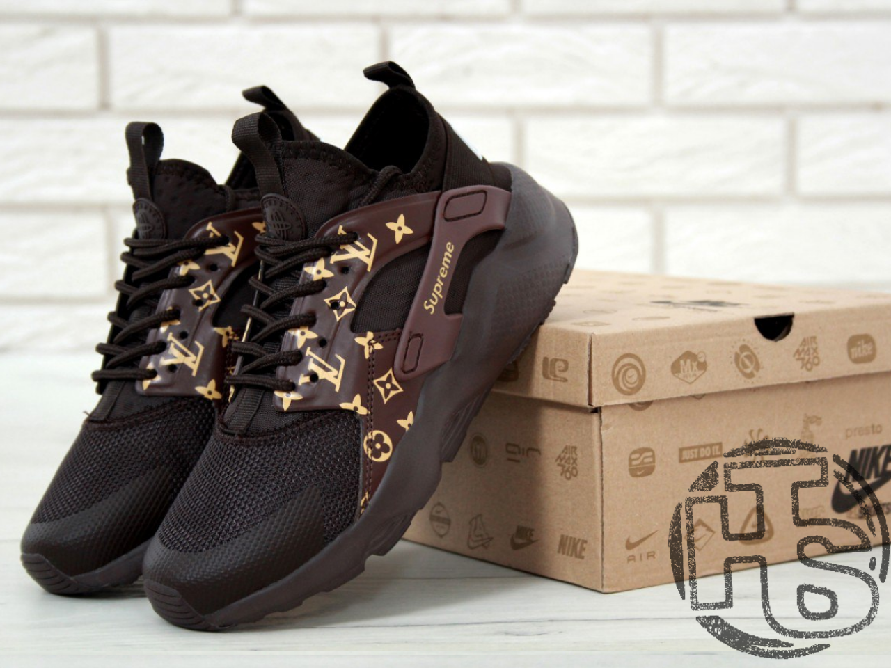 Nike Air Huarache Ultra x LV x Supreme Coffee
