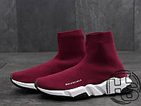 Женские кроссовки Balenciaga Knit High-Top Sneakers Wine Red