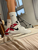 Жіночі кросівки Air Jordan 1 Mid White Black Gym Red 640734-116
