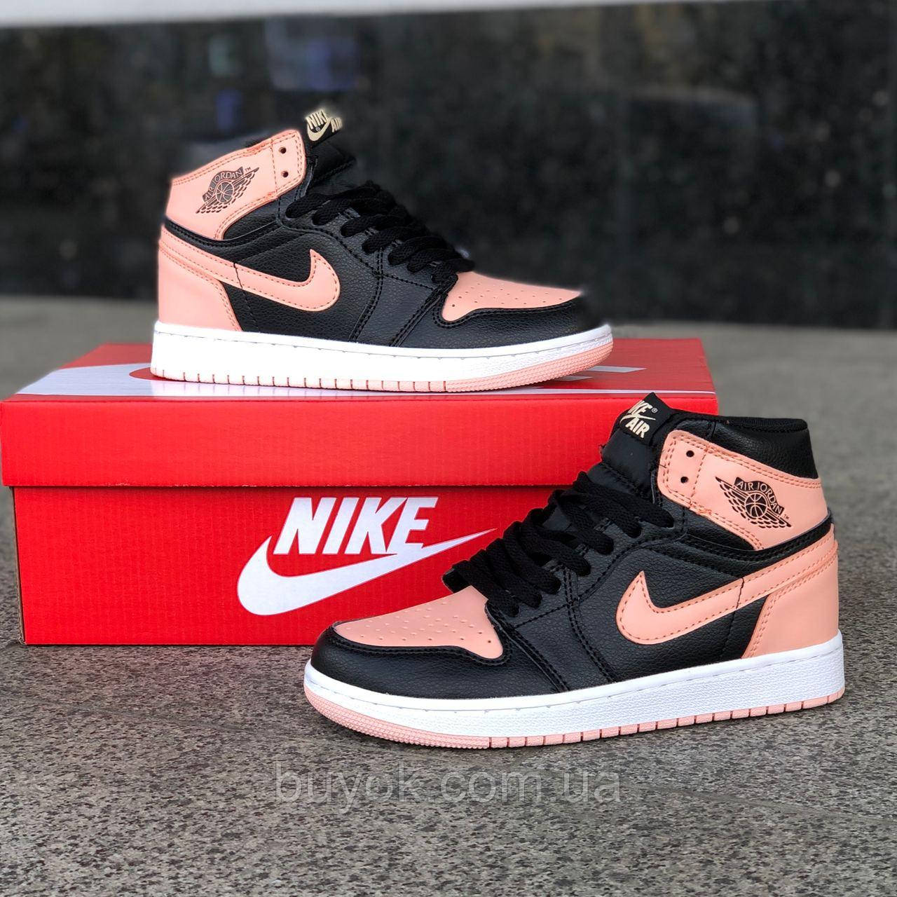 Жіночі кросівки Air Jordan 1 Retro High Black Crimson Tint 555088-081