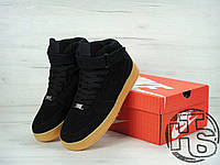 Мужские кроссовки Nike Air Force 1 High Black Suede (с мехом) 749266-001