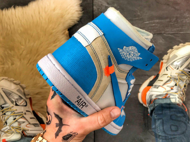 Off white jordan 1 university blue sales