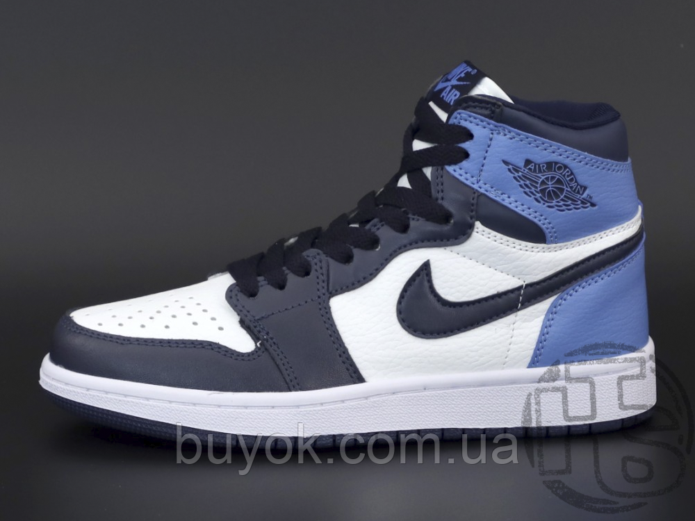 Чоловічі кросівки Air Jordan 1 Retro High Obsidian UNC White Blue 555088-140