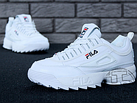 Жіночі кросівки Fila Disruptor II 2 Leather White Winter (з хутром) FW01655-111