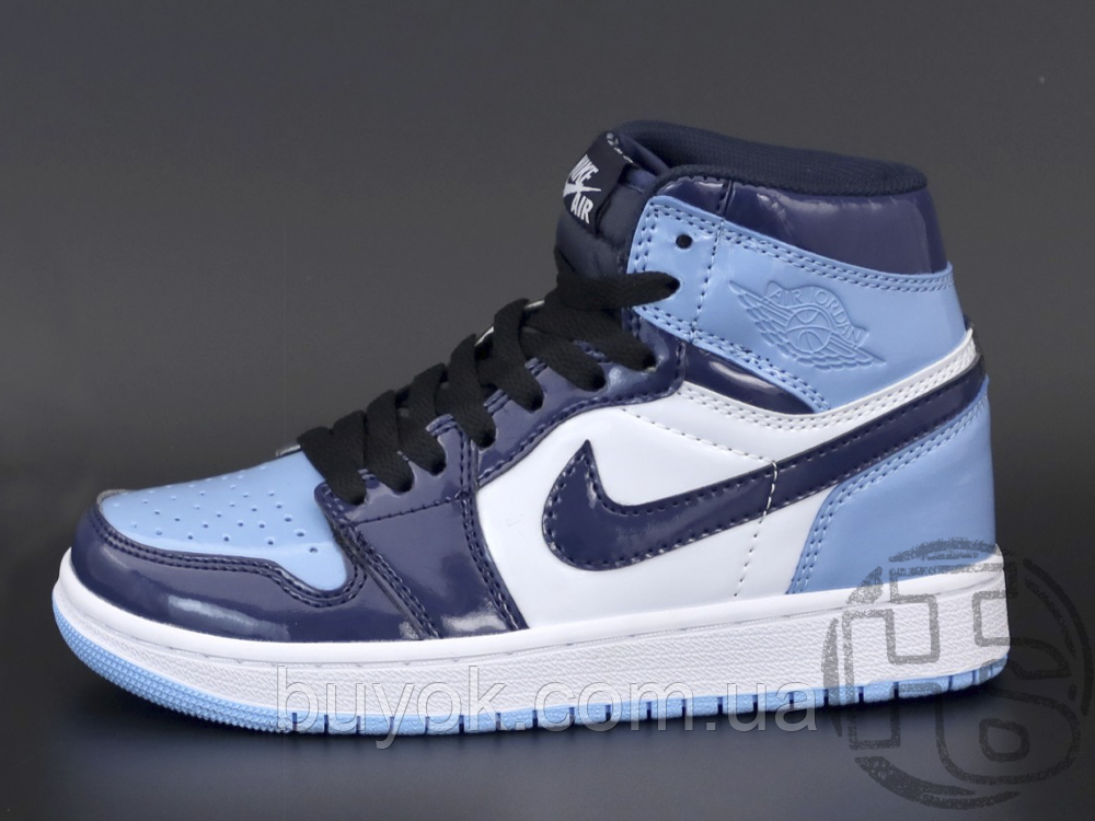 Жіночі кросівки Air Jordan 1 Retro High UNC Patent Obsidian Blue White CD0461-401