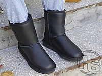 Кожаные женские угги UGG Classic Short Leather Boot Black 1016559