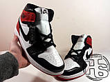 Чоловічі кросівки Air Jordan 1 Retro High Black Toe White/Black/Varsity Red 575441-184, фото 4