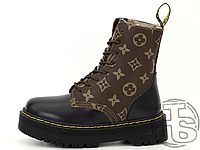 Обувь Dr.Martens Jadon x Louis Vuitton Black Brown Boots (с мехом)