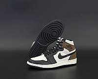 Женские кроссовки Air Jordan 1 Retro Dark Mocha Black White Brown 555088-105