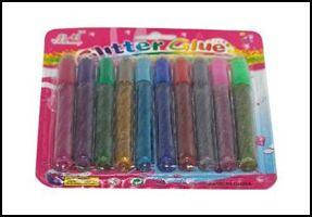 Клей з блискітками на карт.(10 гр.х10кольорів) 7302 (бл 36216)