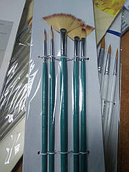 Набір пензлів нейлон 135-RA "Royal art" 5штук, круглі + плоскі (1.2кругл, 5,4 віяло, 3плоск)