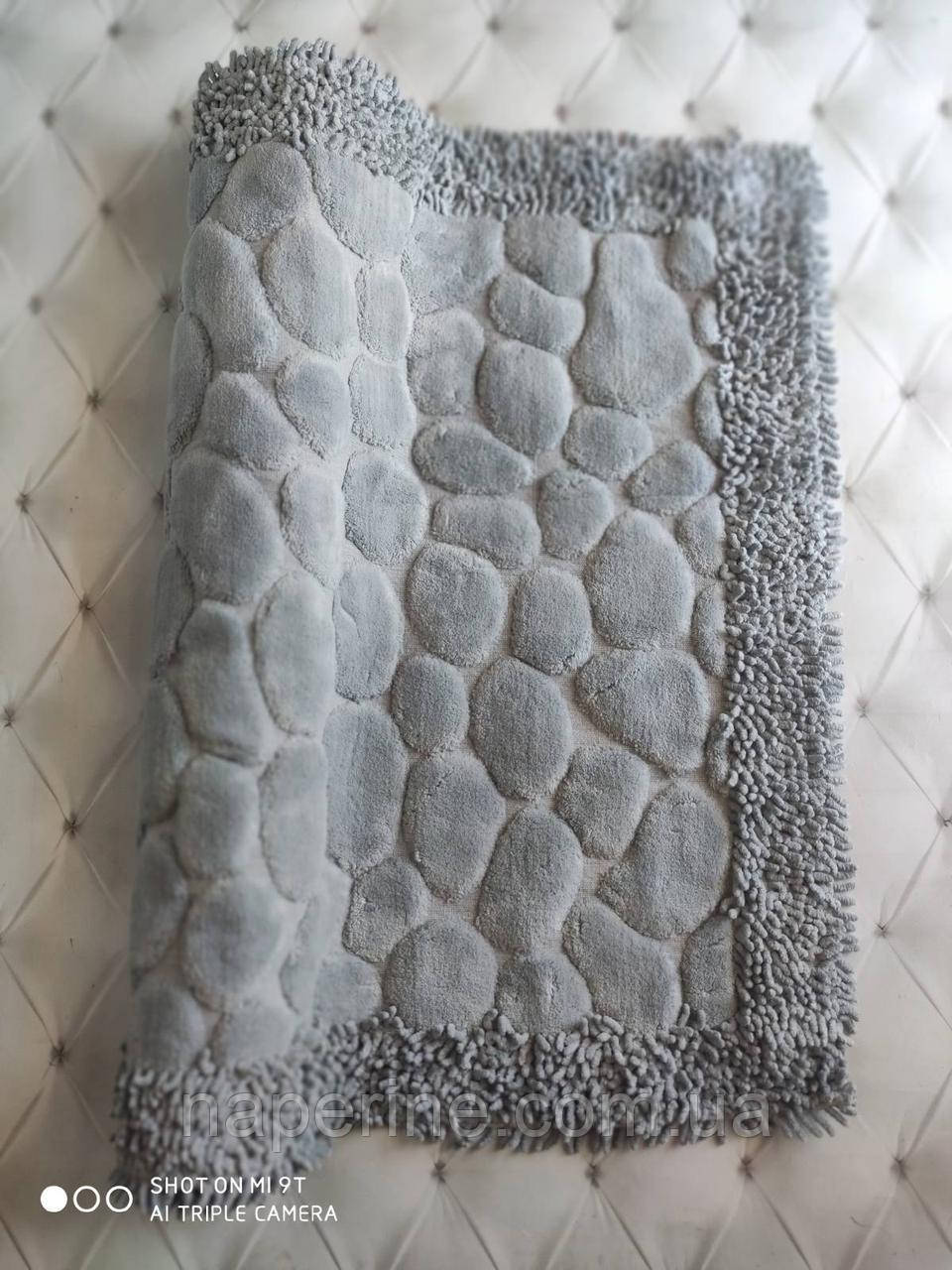 Килимок для ванної кімнати прямокутний 80 на 150 см Maco Cotton Турция сірий