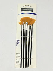 Набір пензлів нейлон 1345-12 "Bomeijia" 5штук (0,2,4,6,8) віяло