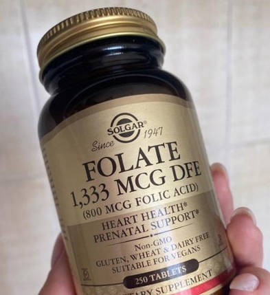 Фолієва кислота Фолат Солгар Solgar Folate 1,333 mcg DFE (Folic Acid 800 mcg) 250 таб, фото 1