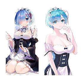 50 х 70 см 590 грн REM RAM Re Zero Рем Рам Життя Заново з нуля Подушка Дакимакура для обіймів аніме принт
