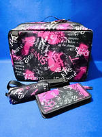 Парикмахерская сумка 40*27*18см чехол для ножниц принт Розовый Джинс, фото 1