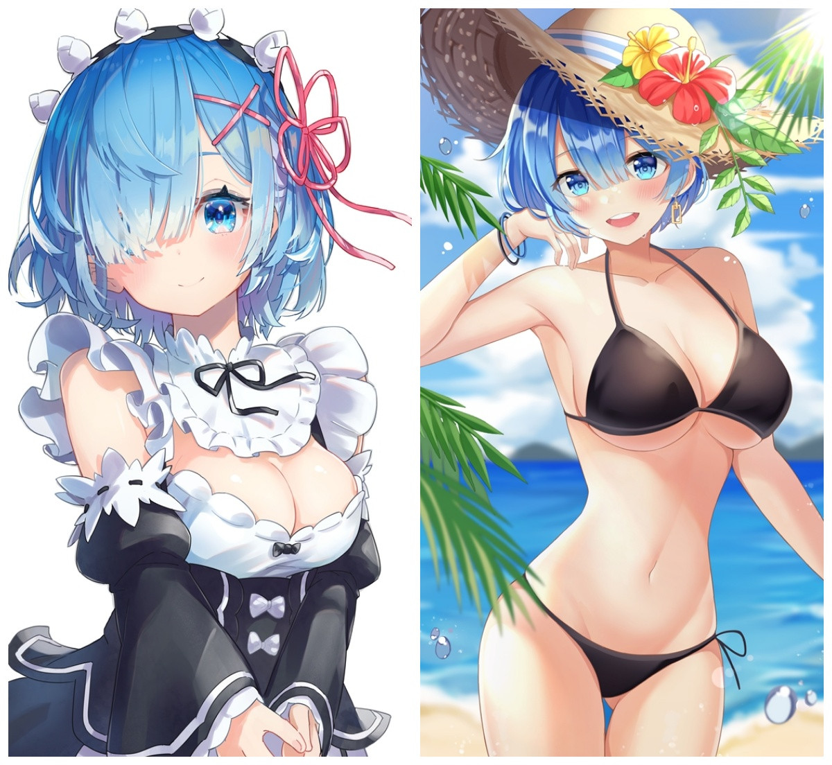 50 х 70 см 450 грн REM RAM Re Zero Рем Рам Життя Заново з нуля Подушка Дакимакура для обіймів аніме принт