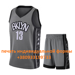 Баскетбольна форма сіра Харден 13 Бруклін Нетс Harden Brooklyn Nets 2020-21рр.