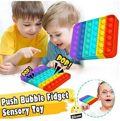 Сенсорна іграшка Pop It Fidget Rainbow антистрес, поп іт, Квадрат Веселка