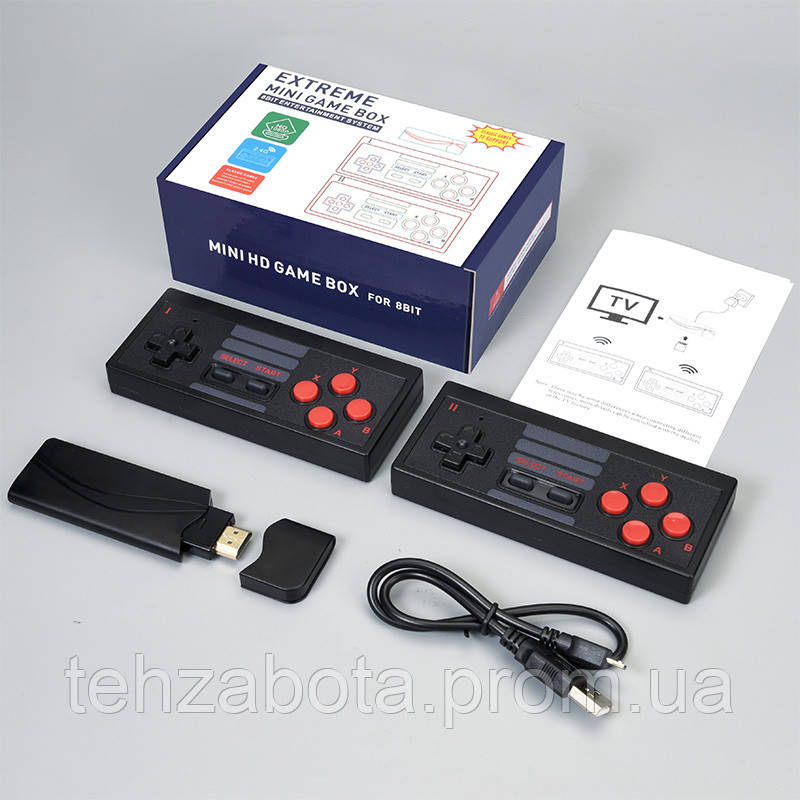 Ігрова бездротова 4К 8-бітна приставка (консоль) + 628 вбудованих ігор (Маріо, танчики) з HDMI