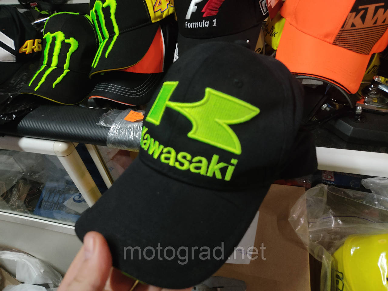 Бейсболка Kawasaki чорно-зелена, фото 1