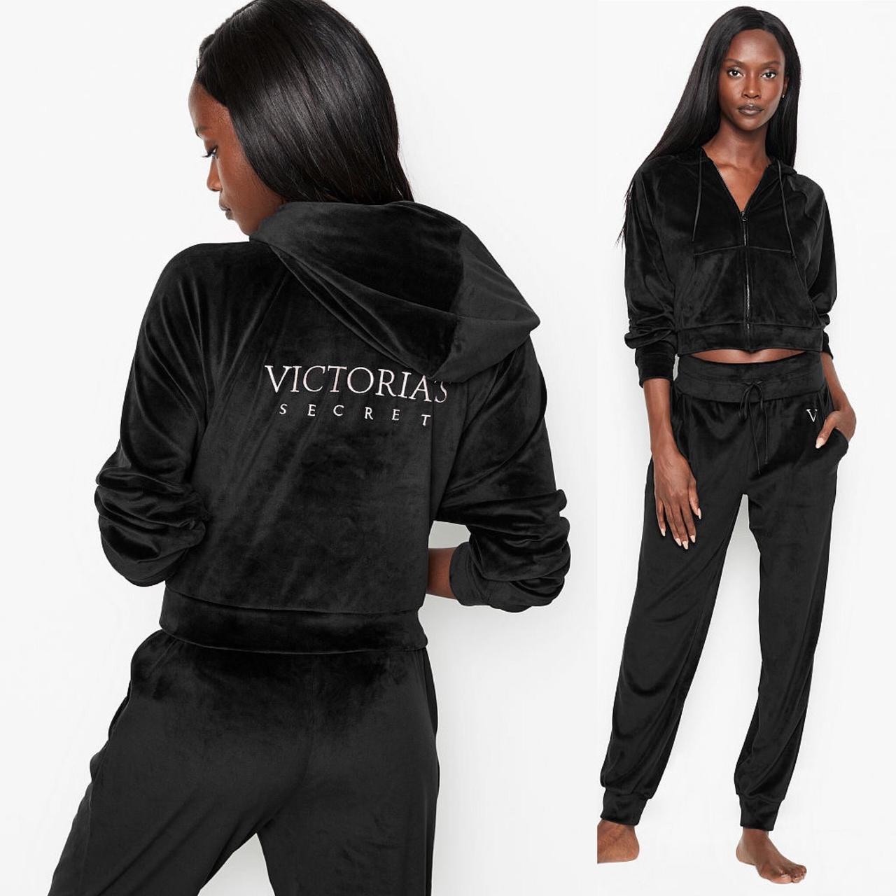 Костюм спортивний VICTORIA'S SECRET білий велюровий джоггер і толстовка з капюшоном на блискавці