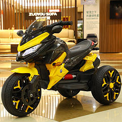 Дитячий електромобіль Мотоцикл M 4274 EL-6, музика, світло, EVA колеса, шкіра, жовтий