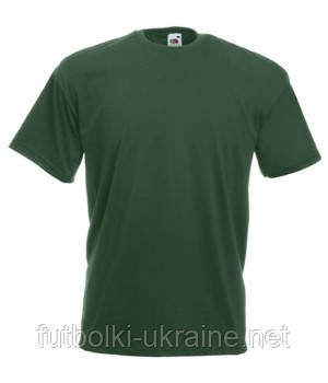 Чоловіча класична футболка FRUIT OF THE LOOM VALUWEIGHT T 100% бавовна однотонна L(50-52), Темно-зелений