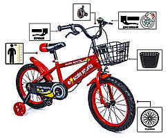 Дитячий двоколісний велосипед 16 "Scale Sports" Червоний T13, Ручне та Дискове Гальмо