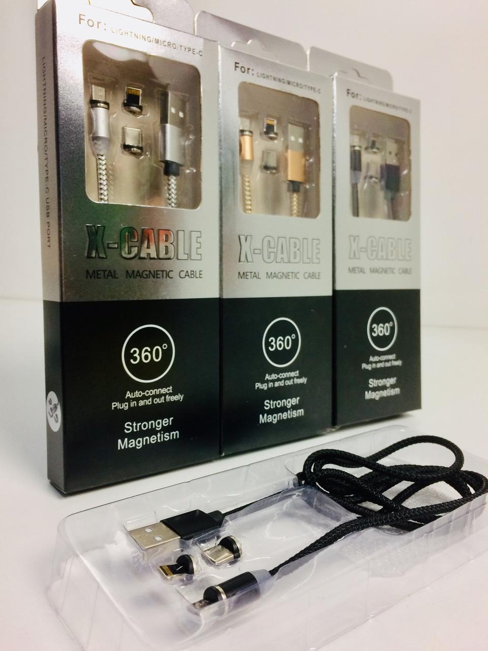 USB кабель на магните 3 B1 5160/ 4994 USB/micro/iphone/ TPS (250 шт/ящ), фото 1