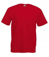 Мужская классическая футболка FRUIT OF THE LOOM VALUWEIGHT T 100% хлопок однотонная S (46), Красный