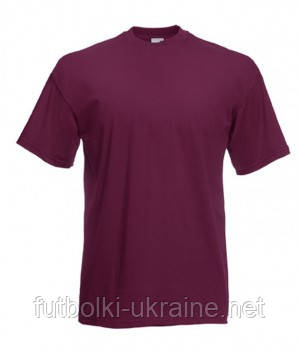 Чоловіча класична футболка FRUIT OF THE LOOM VALUWEIGHT T 100% бавовна однотонна M(48), Бордовий