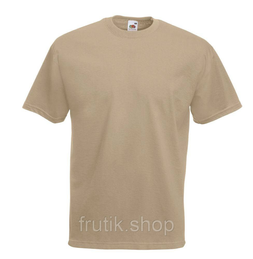 Хакі Чоловіча Футболка класична Fruit of the loom Valueweight пісочна S